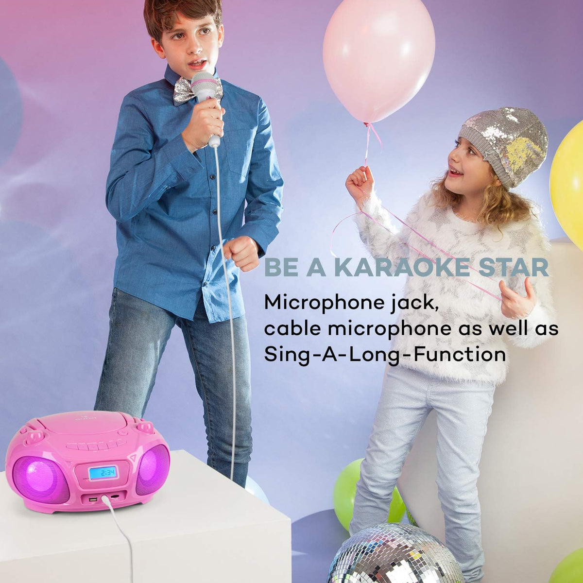 Pink Pack of 2 CD Radio Boombox with Bluetooth R835