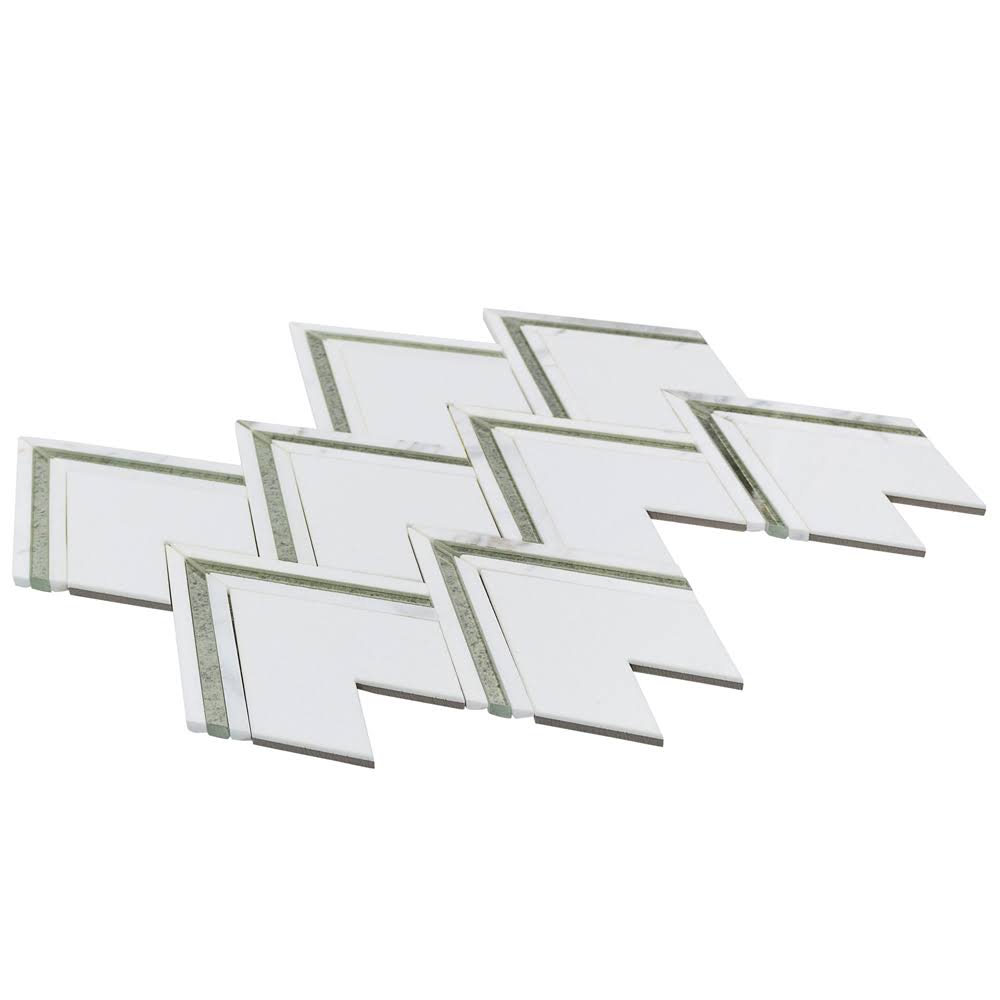 Antique/Silver Chevron Mosaic Tile X308425