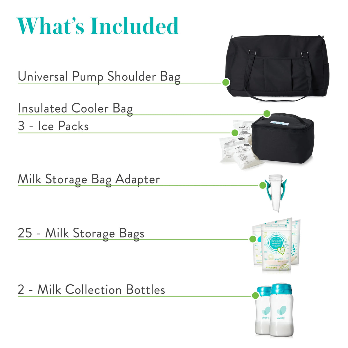 Breast Pump Accessories, Milk Storage Bags, Collection Bottles, Adapters, Ice Packs and Cooler C5204