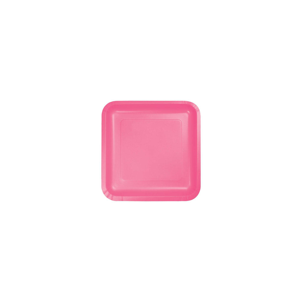 Candy Pink Square Paper Party Dinner Plates 9x22 X3096