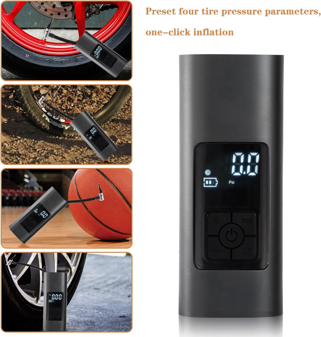 Portable Wireless Tire Air Inflator with 6000mAh Rechargeable Battery, Digital Display, Pack of 2 N301