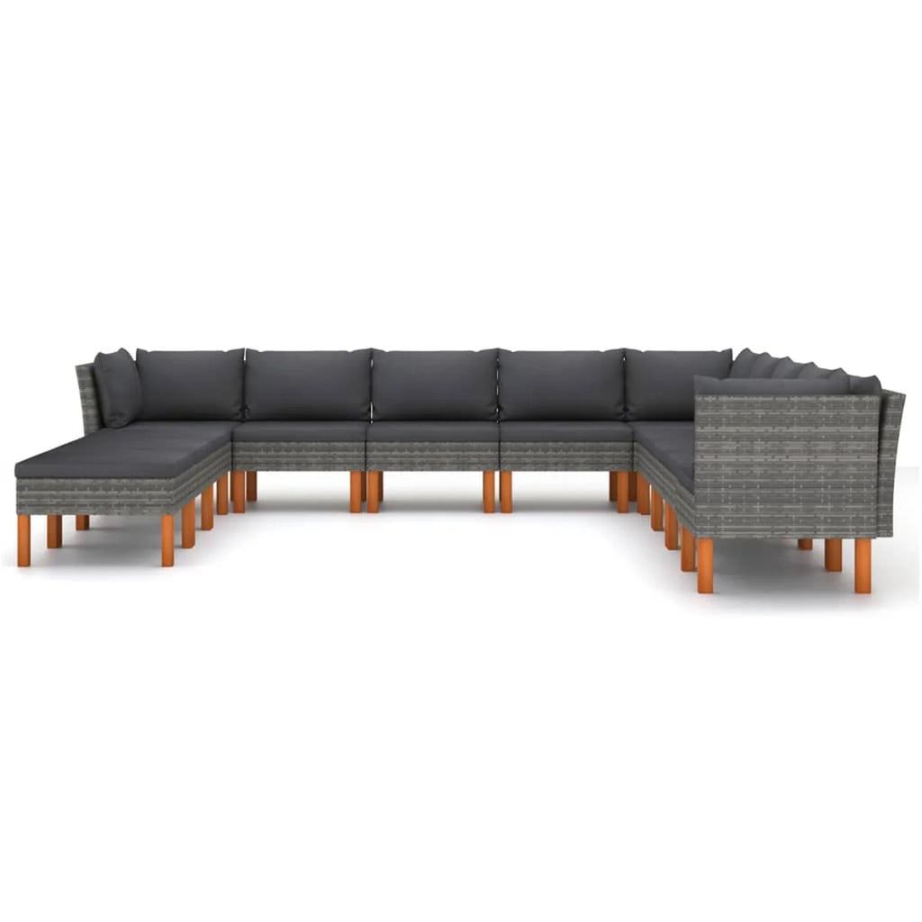 12 Piece Gray Poly Rattan Patio Conversation Set I739
