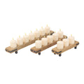 Rustic Fir Wood and Iron Candle Holders on Casters - Set of 3 B1496