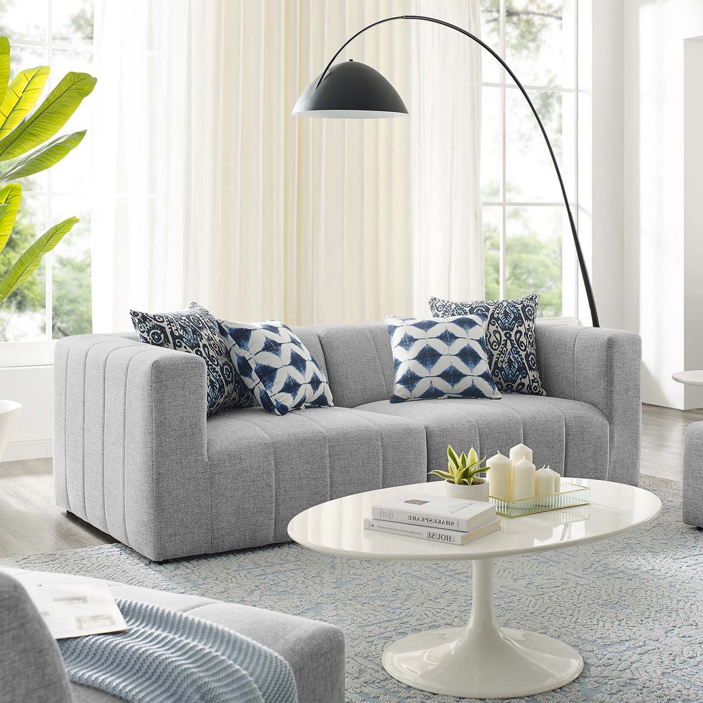Light Grey Fabric Loveseat Sofa U6351