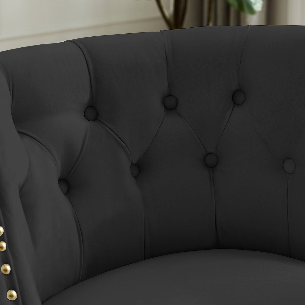 Black Armchair with Ottoman Y22039