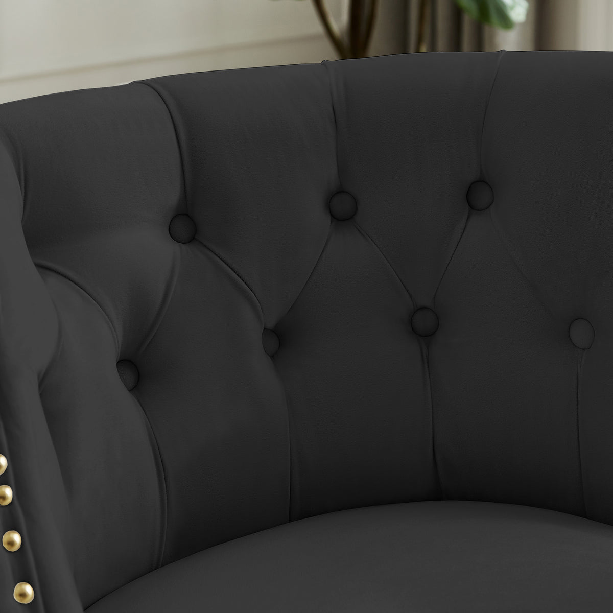 Black Armchair with Ottoman Y22039