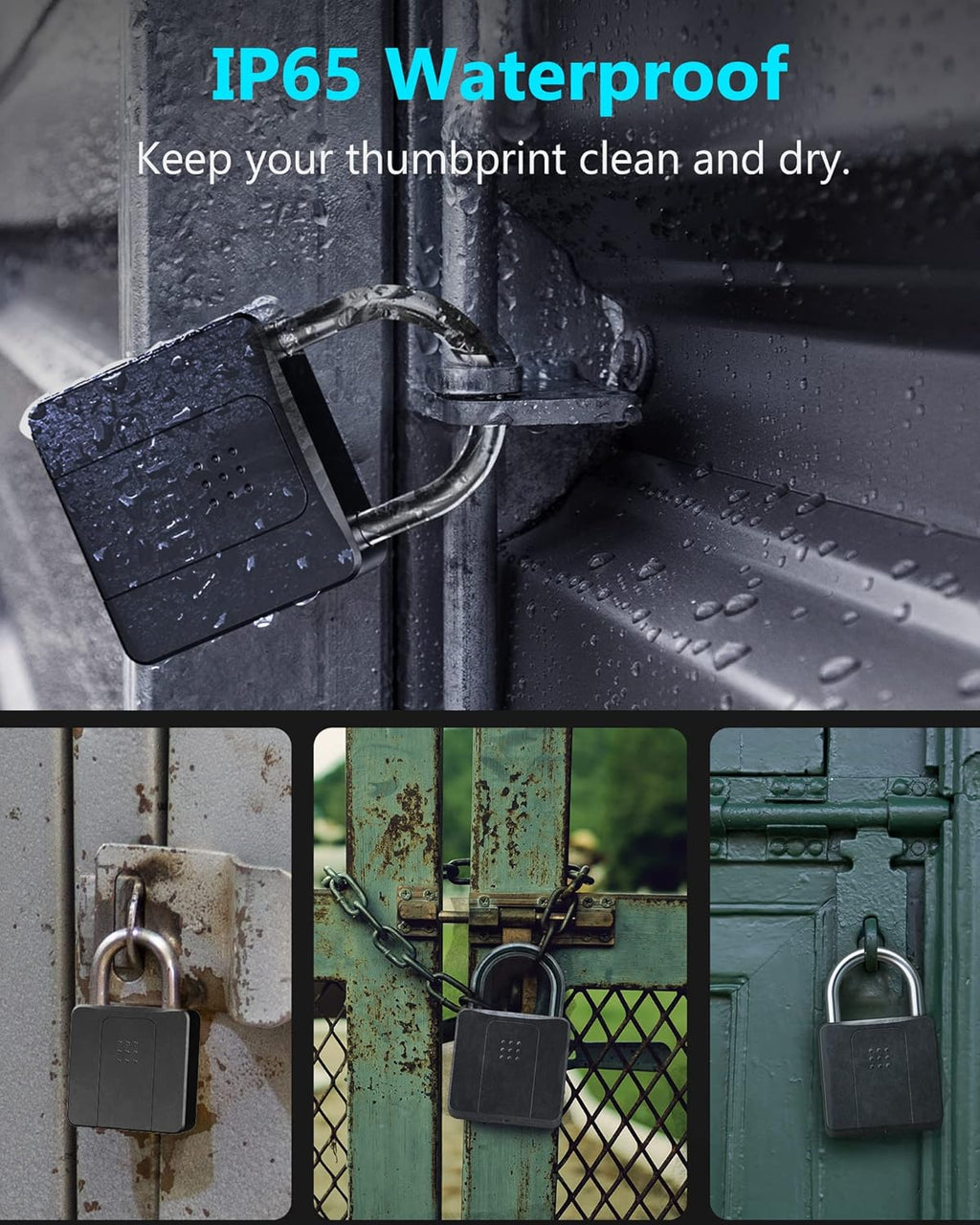 Smart Bluetooth Fingerprint Padlock with Key Backup O59148