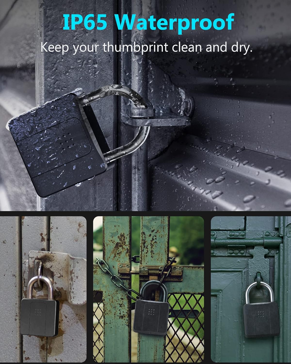 Smart Bluetooth Fingerprint Padlock with Key Backup O59148