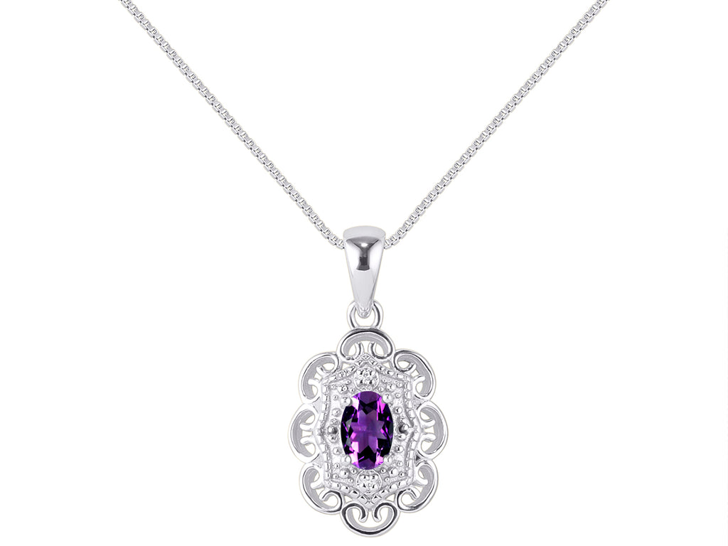 Silver 925 Flower Necklace with Genuine Diamonds Pendant 18" Chain I13725