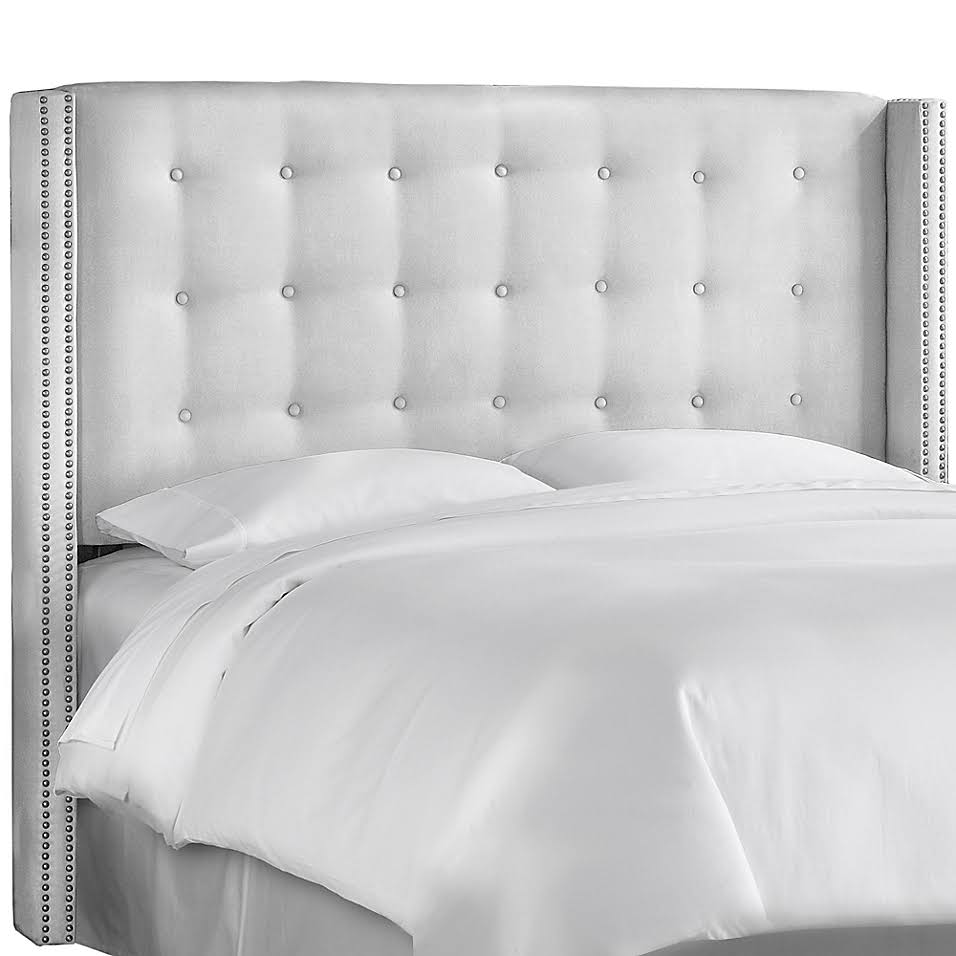 Premier White Nail Button Tufted Wingback Headboard Q6916