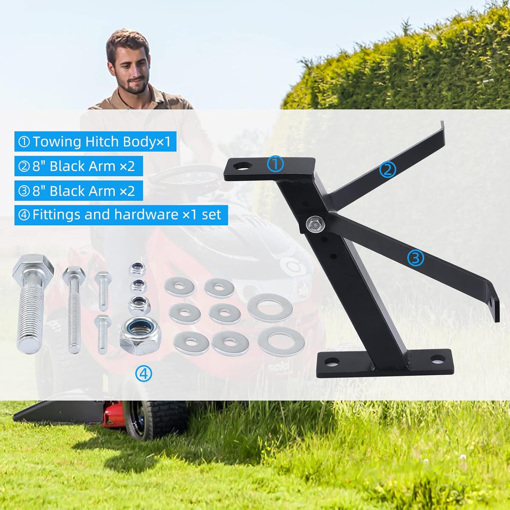 Black Powder Coated Lawn Mower Tractor Trailer Hitch Pack of 2 D216174