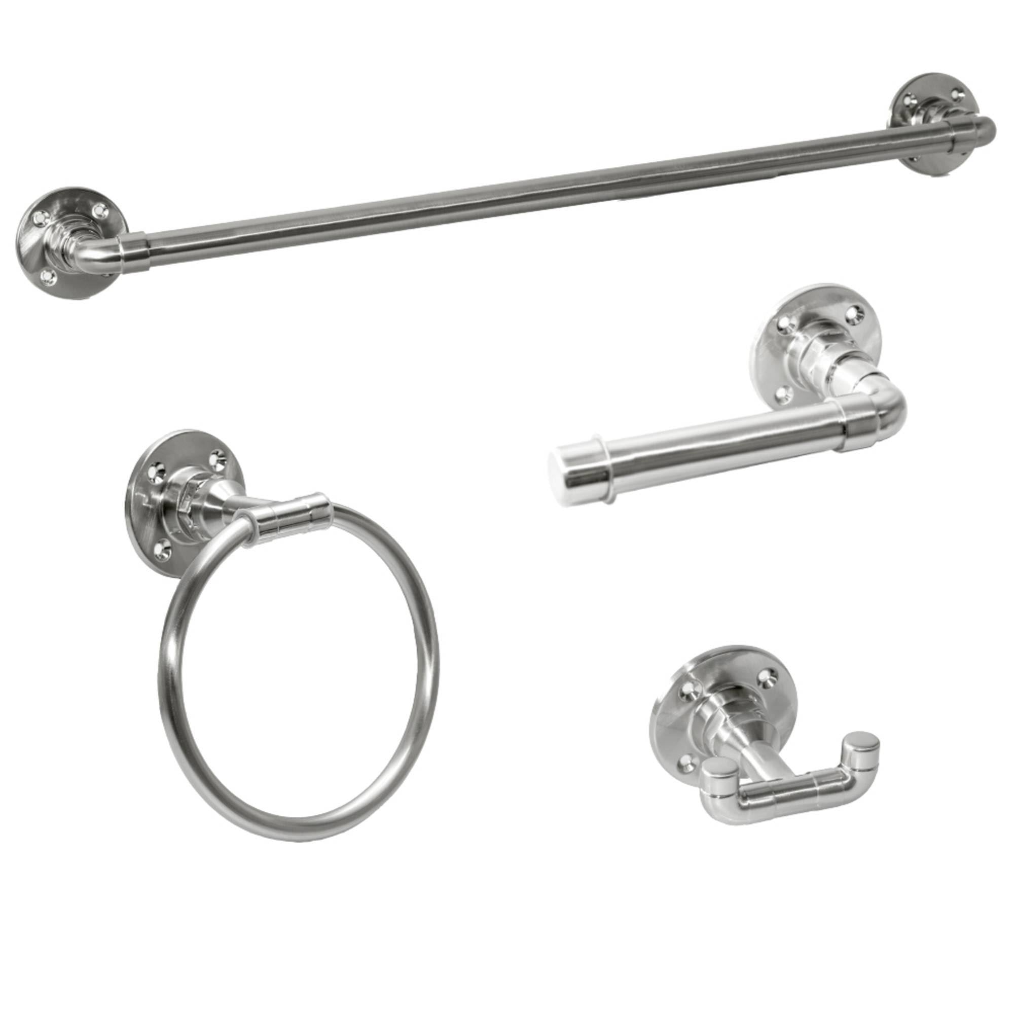 Satin Nickel 4-Piece Bathroom Accessory Kit E20634