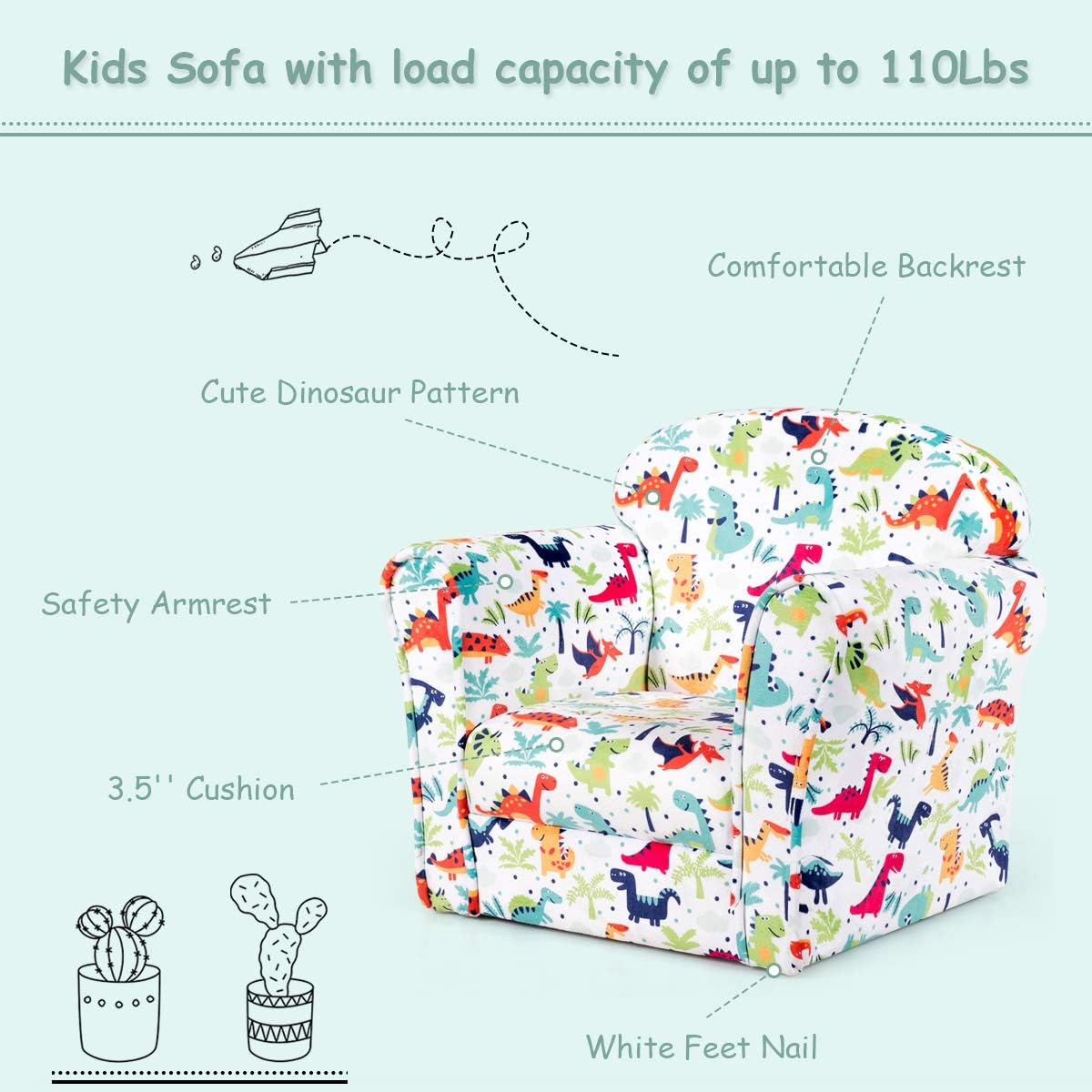 Kids Sofa with Dinosaur Pattern Q3963