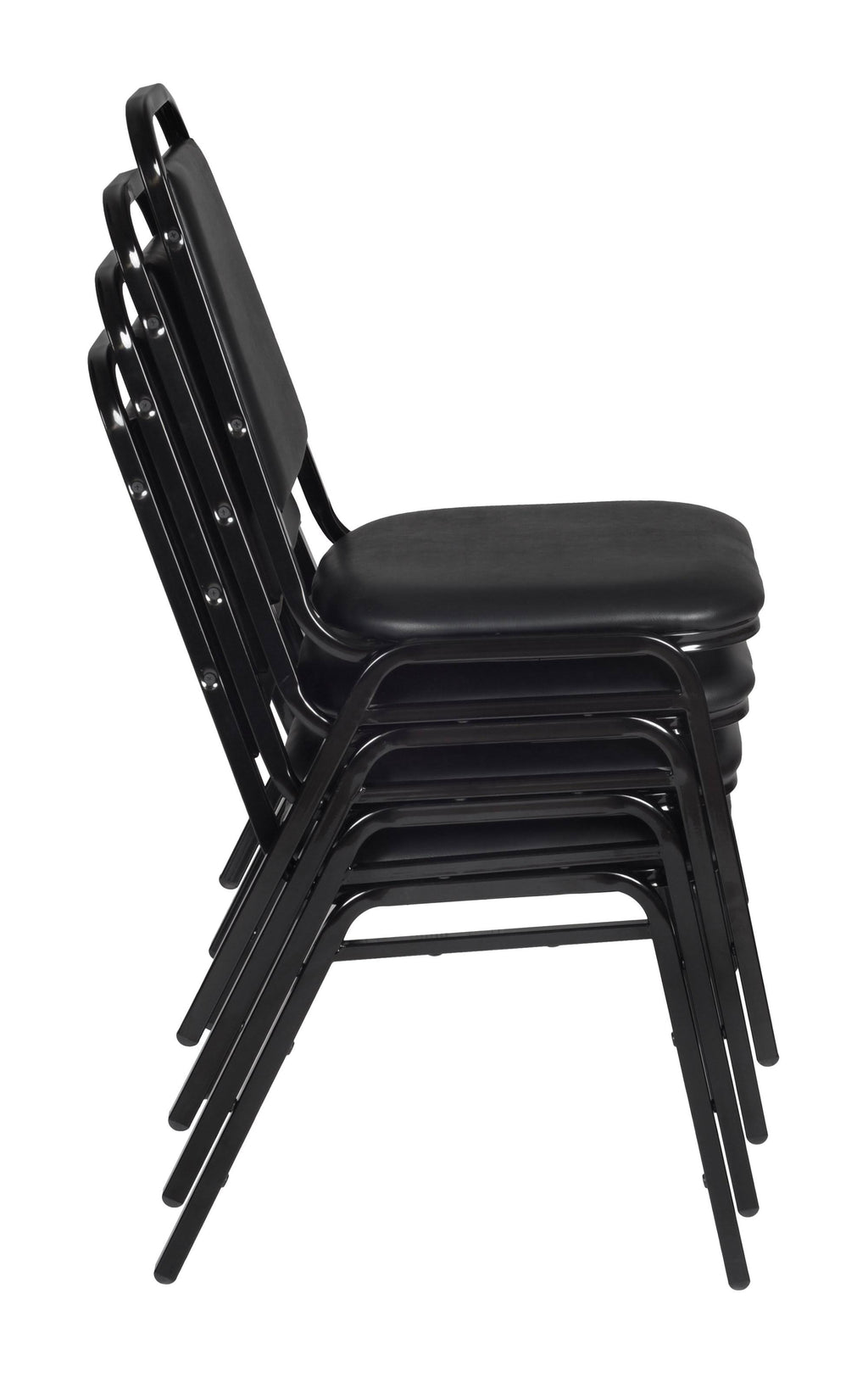 36x22 Round Breakroom Table Maple Chrome with 4 Stack Chairs Black S994329