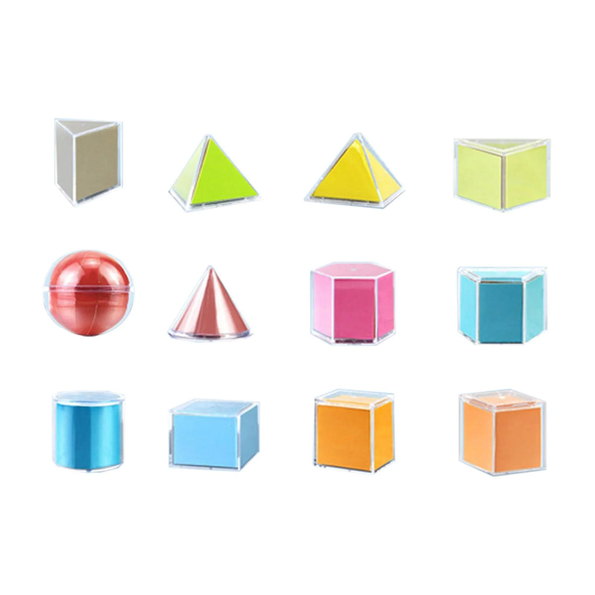 12 Pieces 3D Geometric Shapes Blocks Pattern Blocks Educational Toy M690