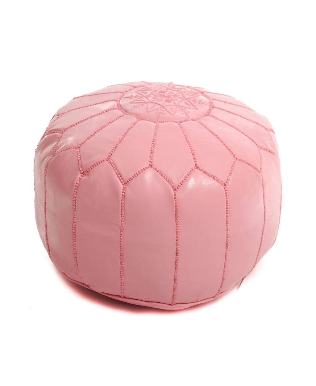 Pink Handmade Moroccan Leather Pouf Ottoman Q2372