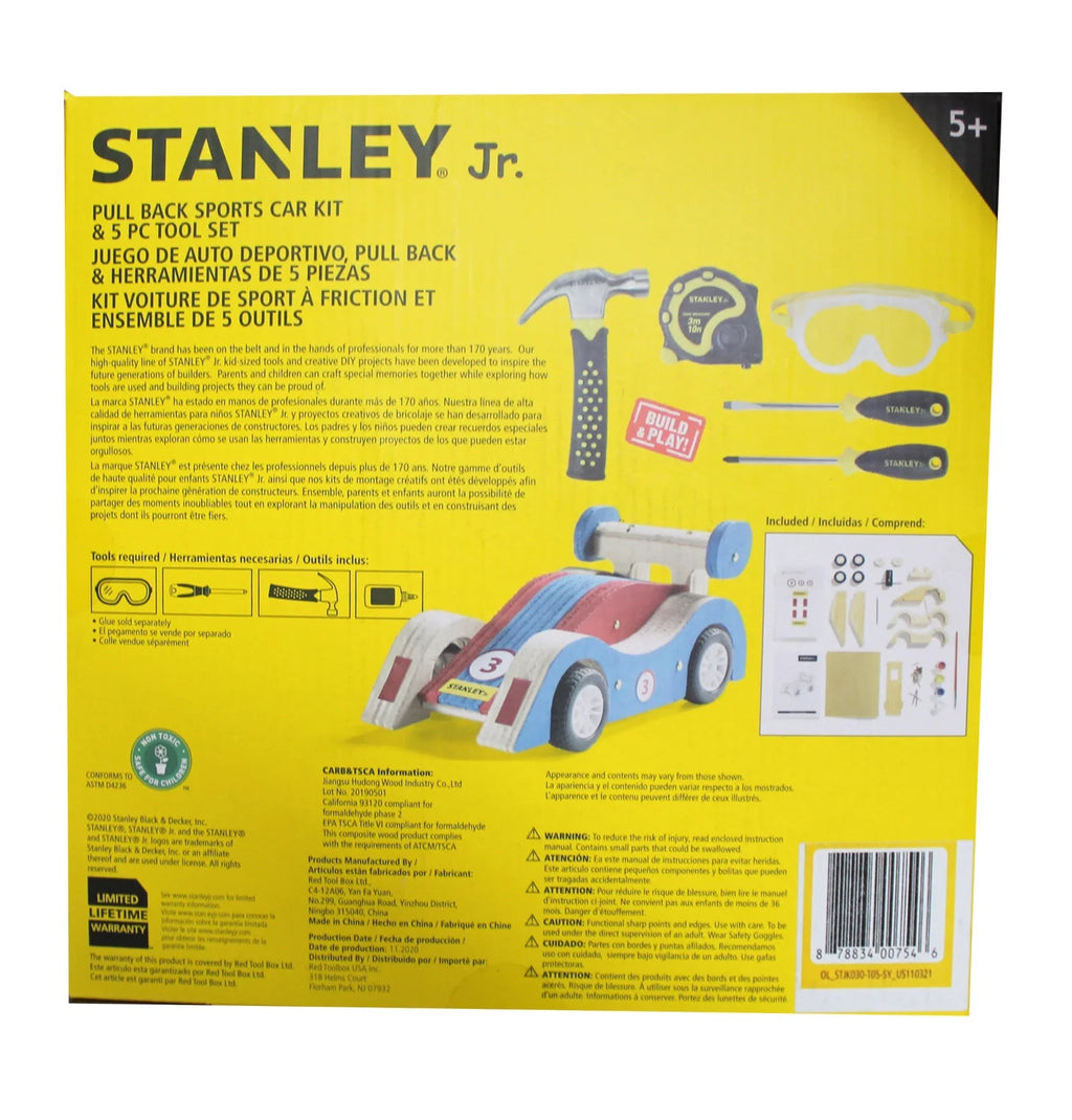 5-Piece Tool Toy Set with Pull Back Sports Car Kit V97858