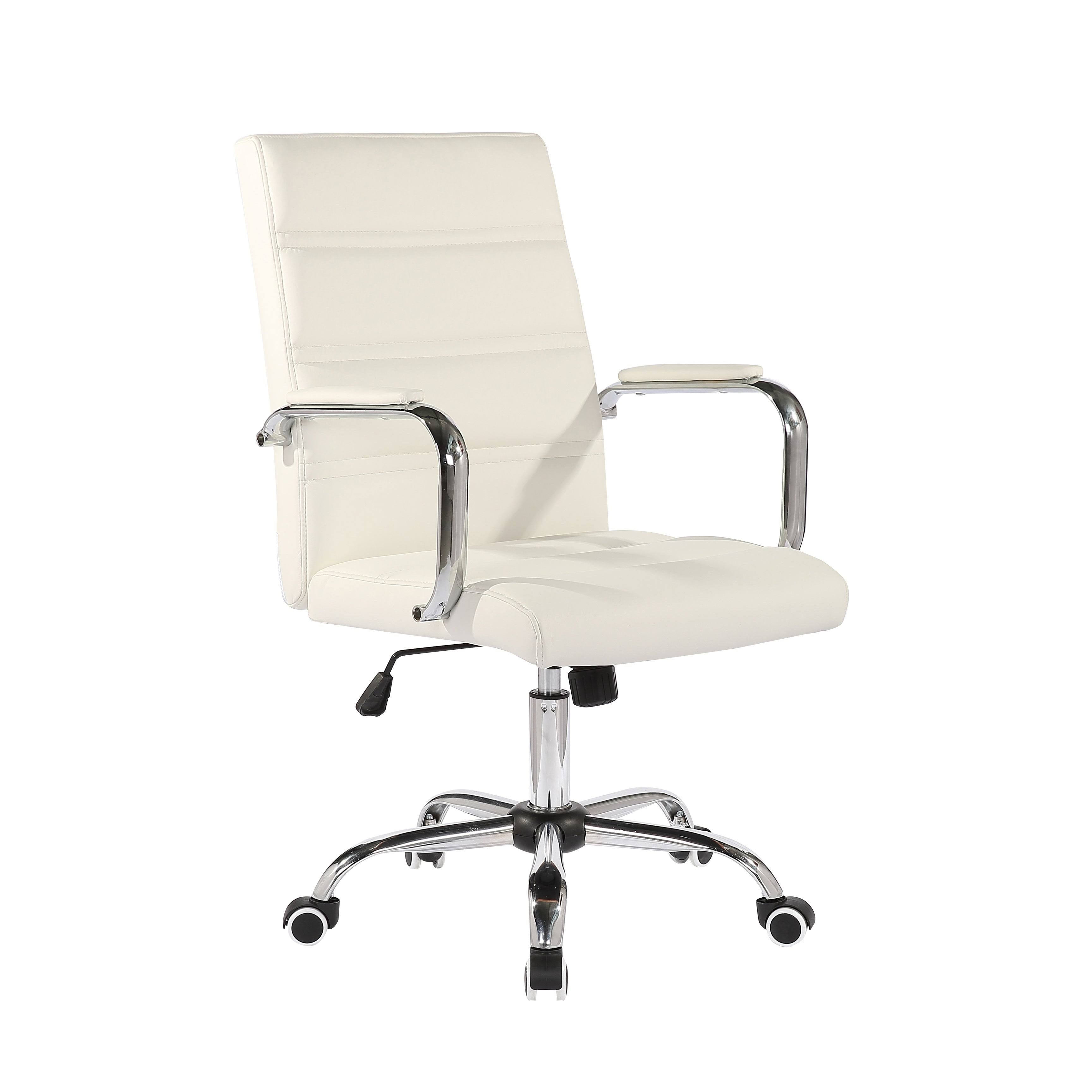 White PU Leather Swivel Office Chair D36406
