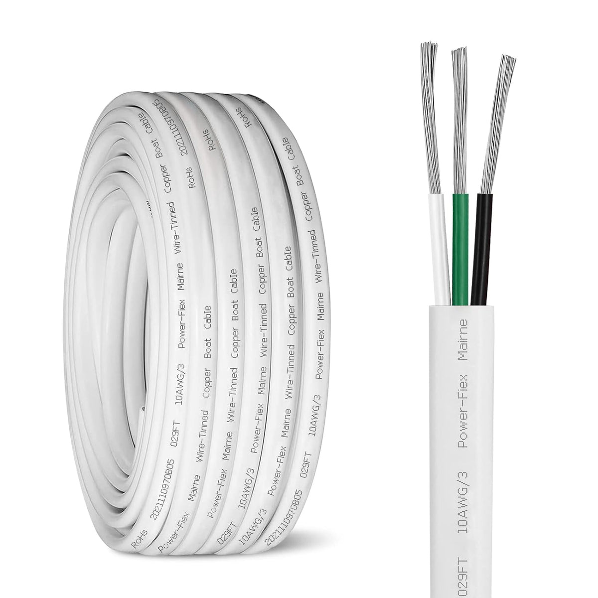 10 AWG 20ft Tinned Copper Marine Wire H47701