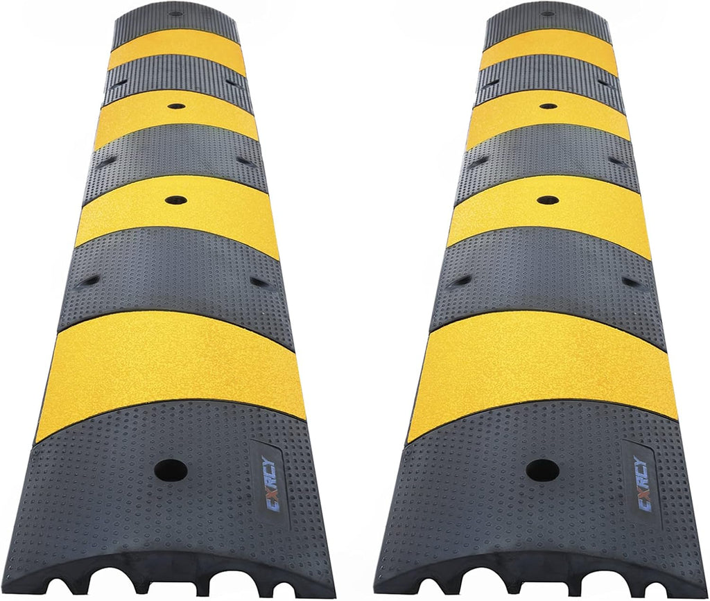 6FT 2 Pack Heavy Duty Rubber Speed Bump with 8 Bolts O1794