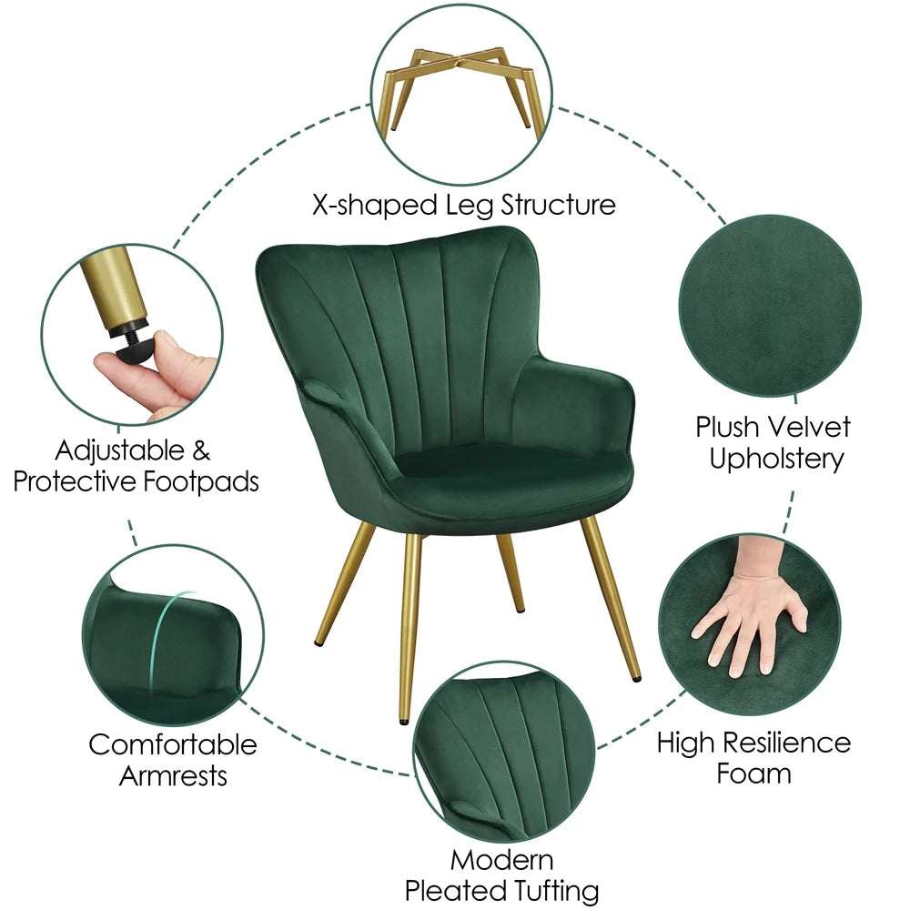 Green Velvet Upholstered Accent Chair K94129