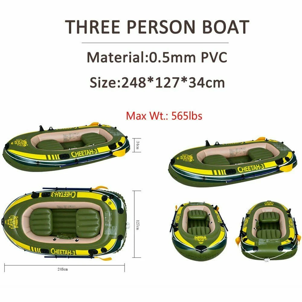 3 Person Inflatable Boat Raft Set with Oars & Air Pump (2 Pack) G440
