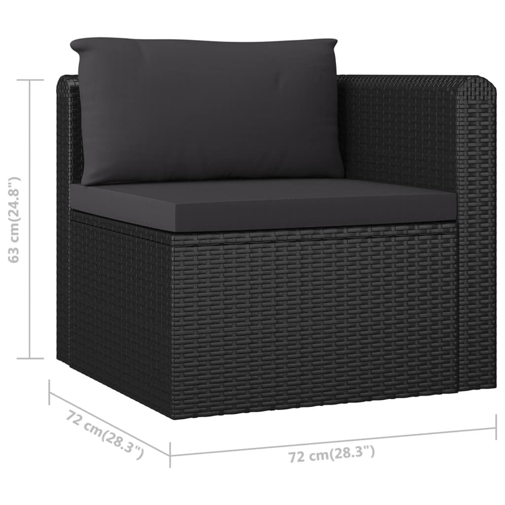 2 Piece Patio Sofa Set with Cushions Poly Rattan Black C557