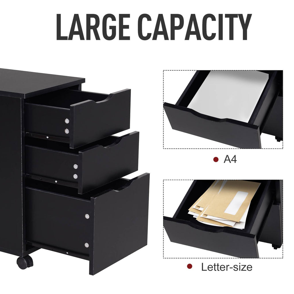 Black 3 Drawer Rolling File Cabinet V462677