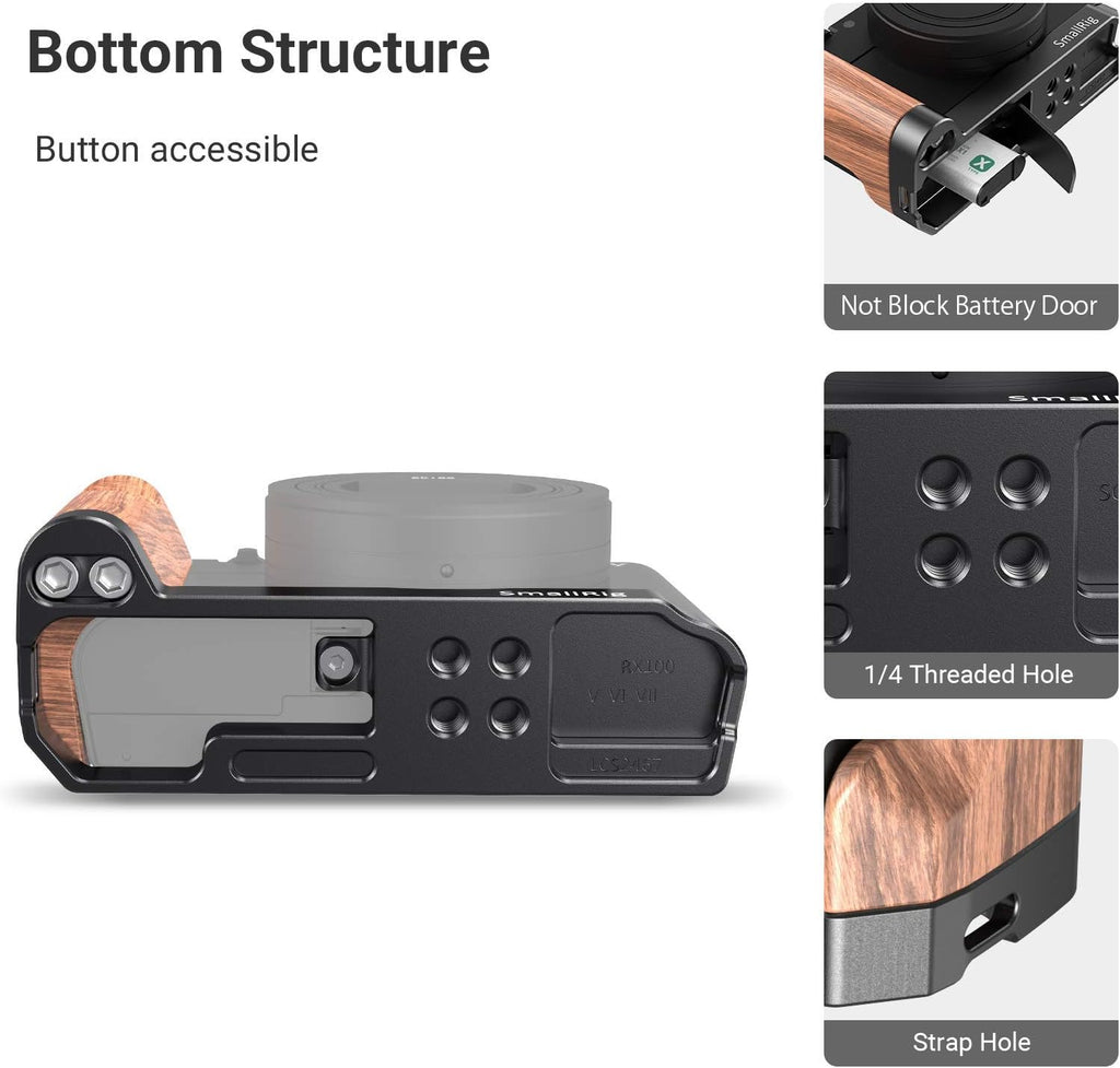 L-Shape Bracket Wooden Grip for RX100 Camera E798266