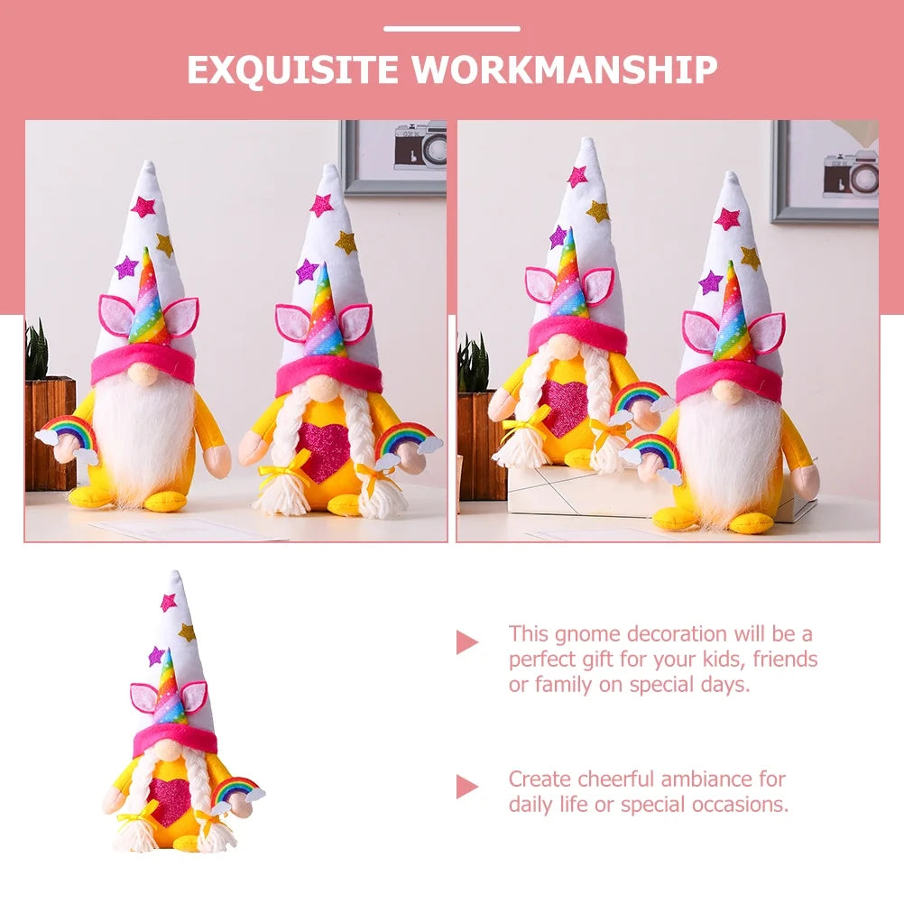 Unicorn Rainbow Plush Gnome Doll Y275