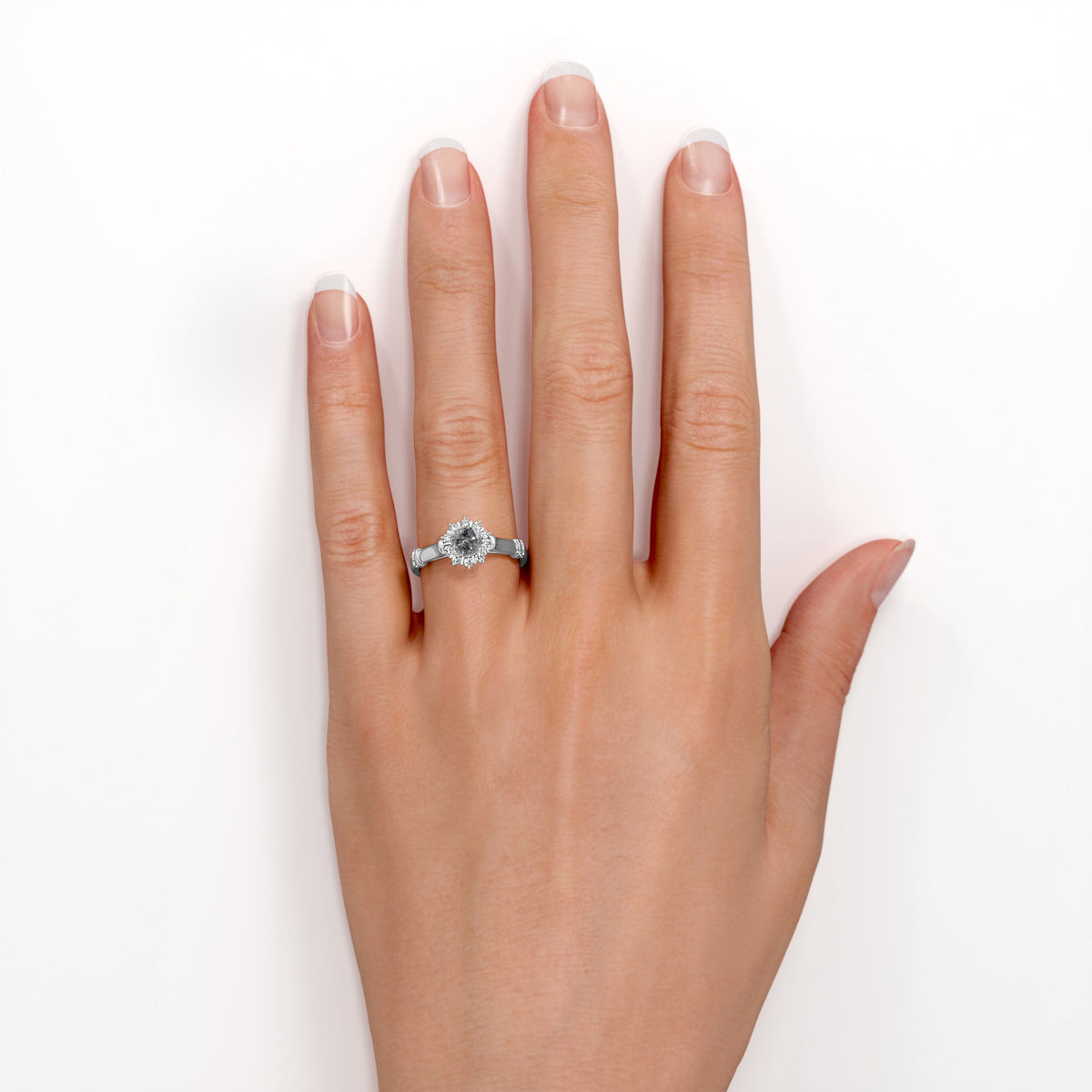 18k White Gold over Silver Engagement Ring F232