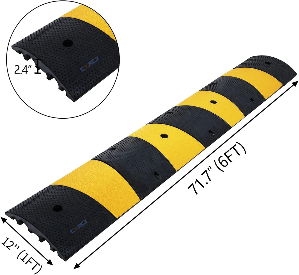 6FT 2 Pack Heavy Duty Rubber Speed Bump with 8 Bolts O1794