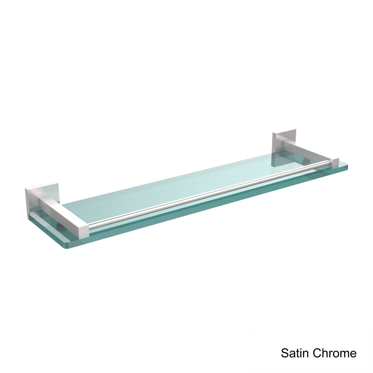 Satin Brass 22 in. Glass Shelf with Gallery Rail D9921