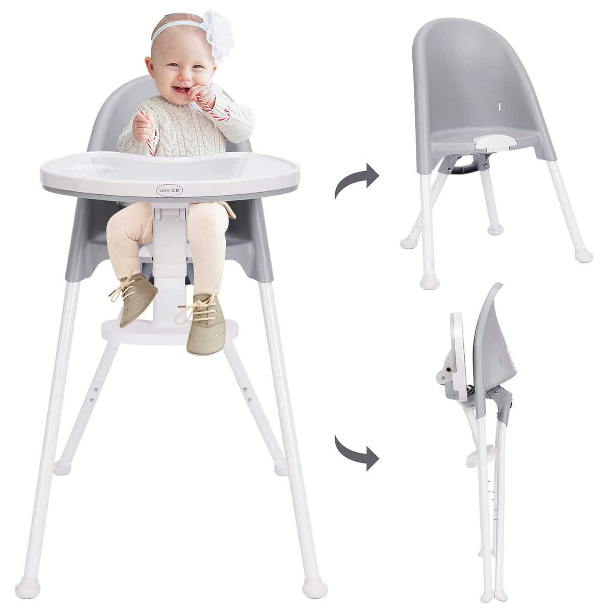 Folding High Chair with Detachable Double Tray X6098