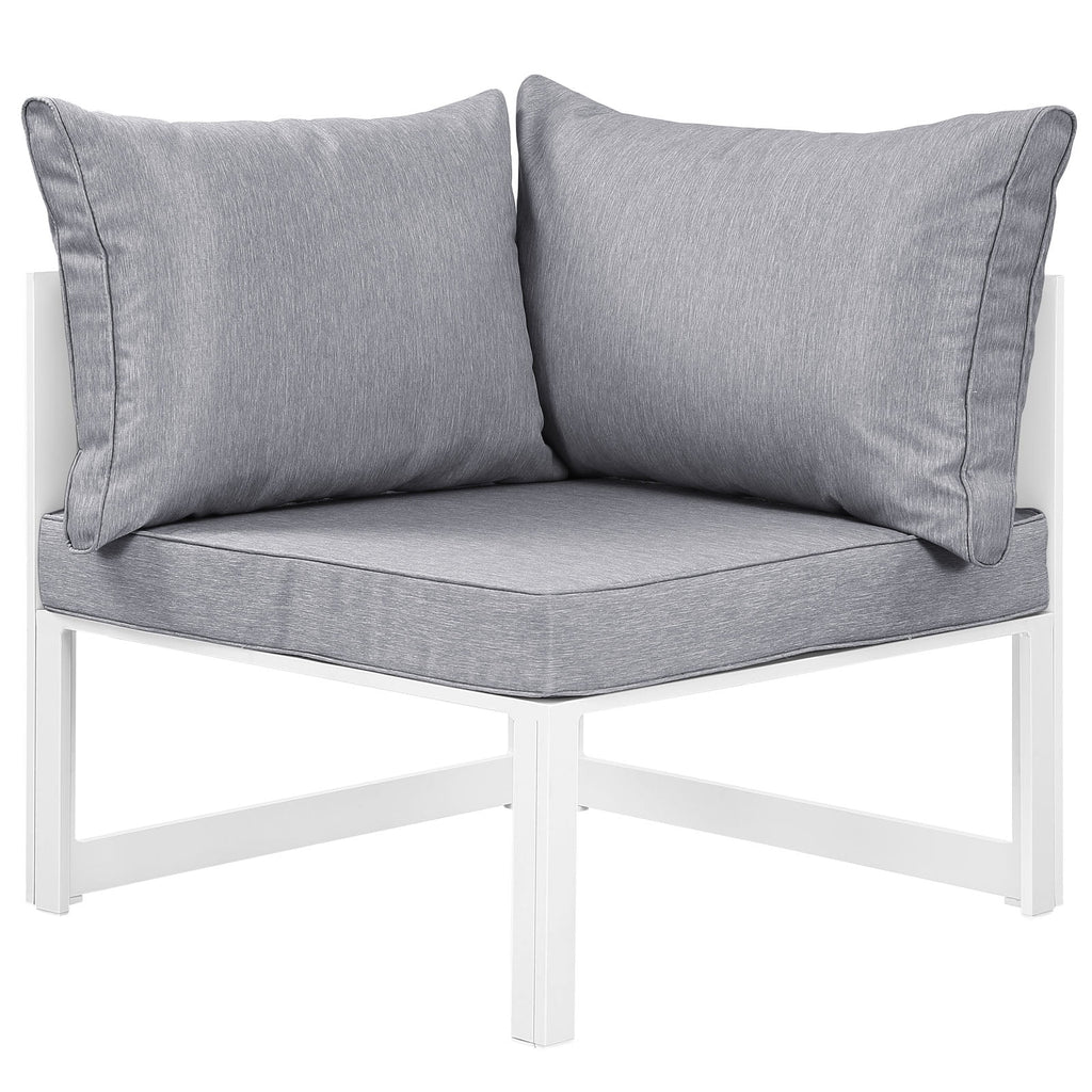 White Grey Fabric Outdoor Patio Sectional Sofa Set G46772
