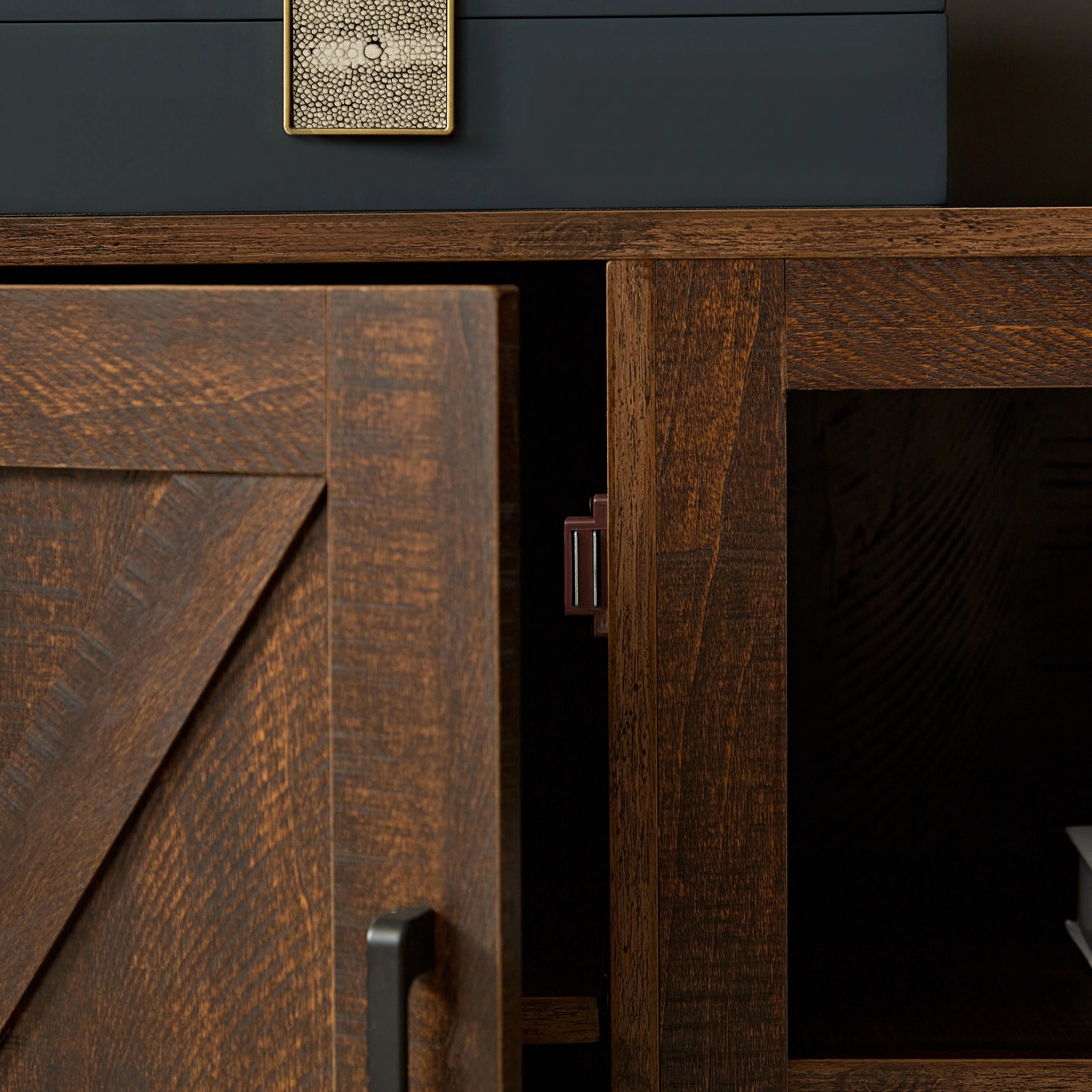 Espresso TV Media Stand with Open Shelves and Closed Cabinets K376728