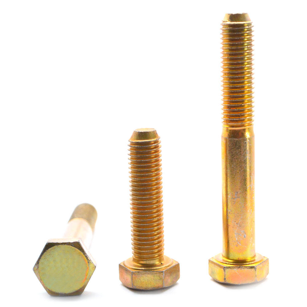 7/16x22-14 x 6 1/2x22 Coarse Thread Grade 8 Hex Cap Screw (Bolt) USA Alloy Steel Yellow Zinc Plated Pk 125 U135