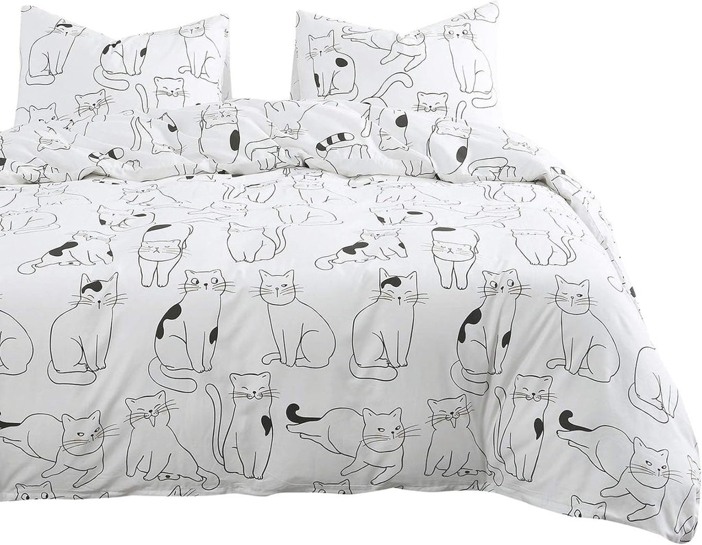 White 100% Cotton Twin Size Duvet Cover Set with Zipper Closure L523