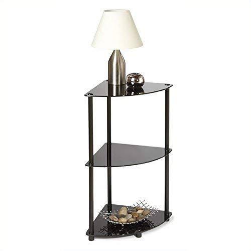 Black Glass 3-Tier Corner Shelf W51229