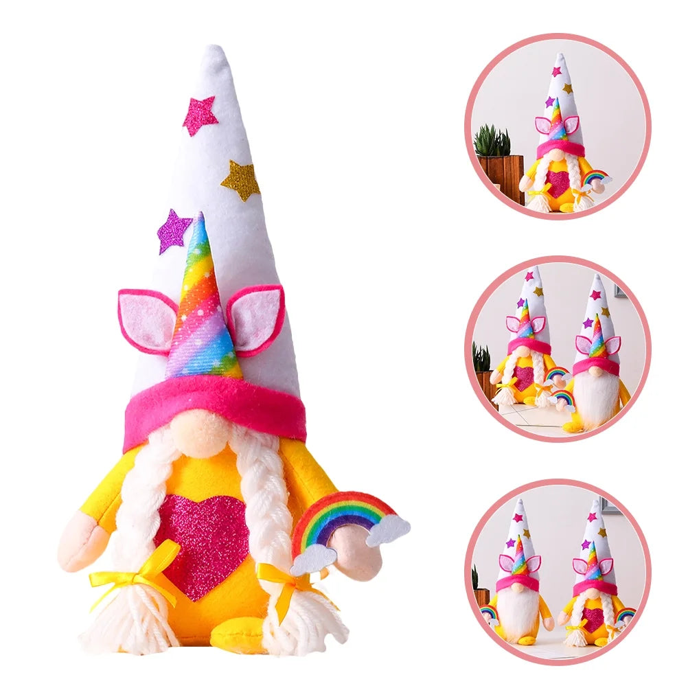 Unicorn Rainbow Plush Gnome Doll Y275