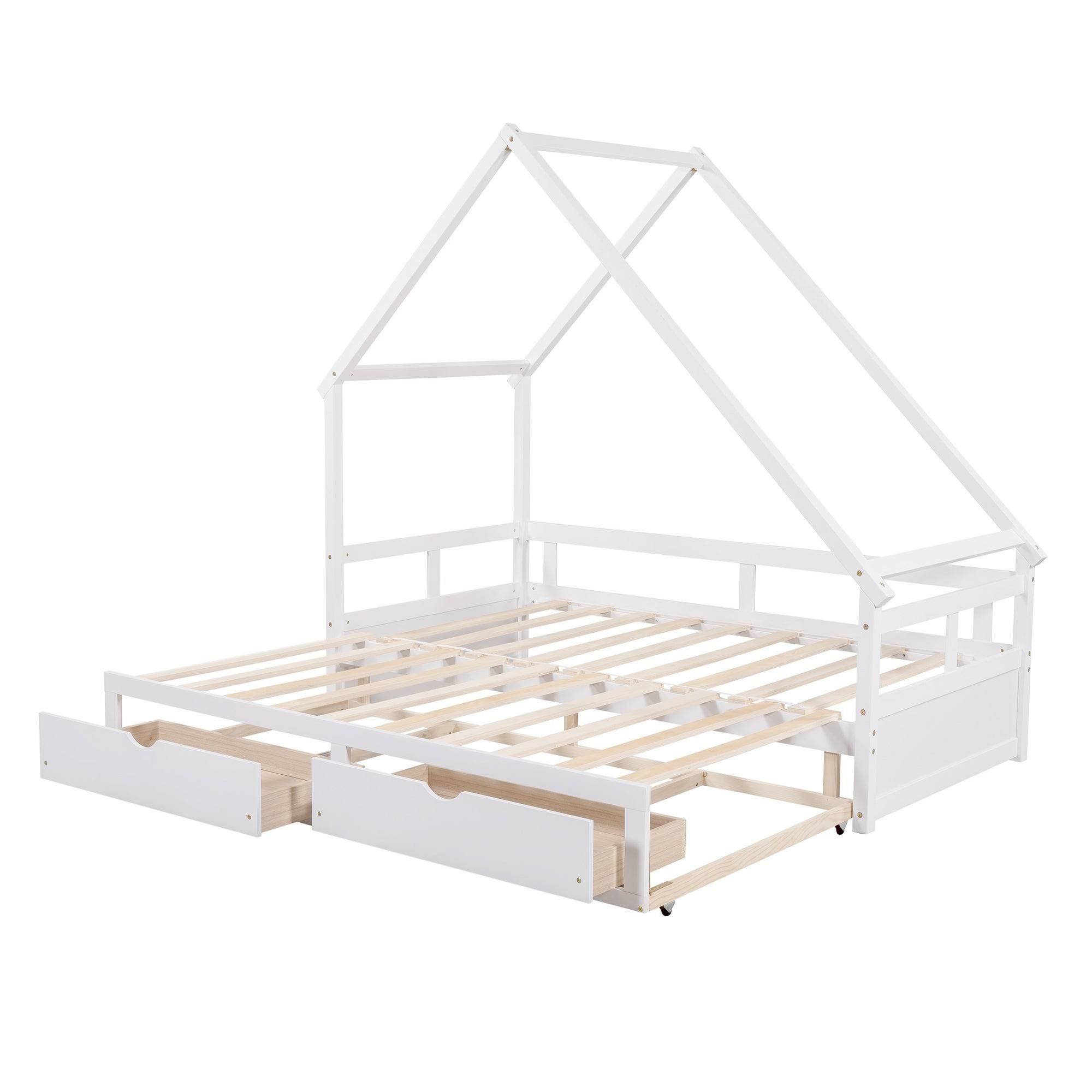 White Espresso Wooden Extending Daybed with Two Drawers K265