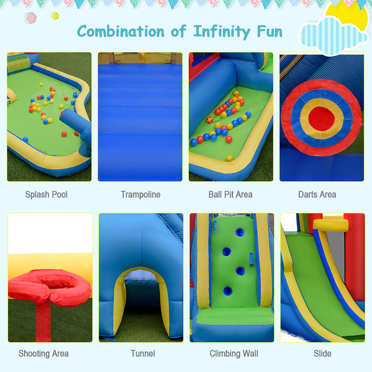Inflatable Kid Bounce House Slide Splash Pool Jumping Castle I306567