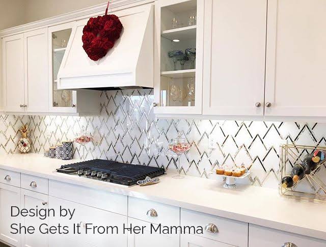 Antique/Silver Chevron Mosaic Tile X308425