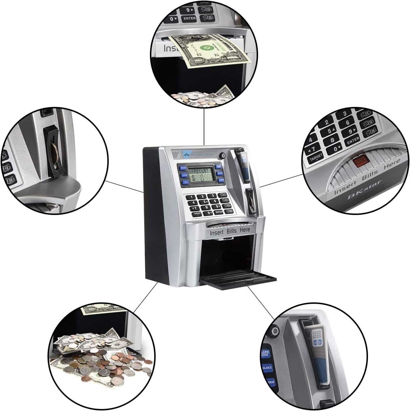 Pink ATM Piggy Bank with Balance Calculator N757894