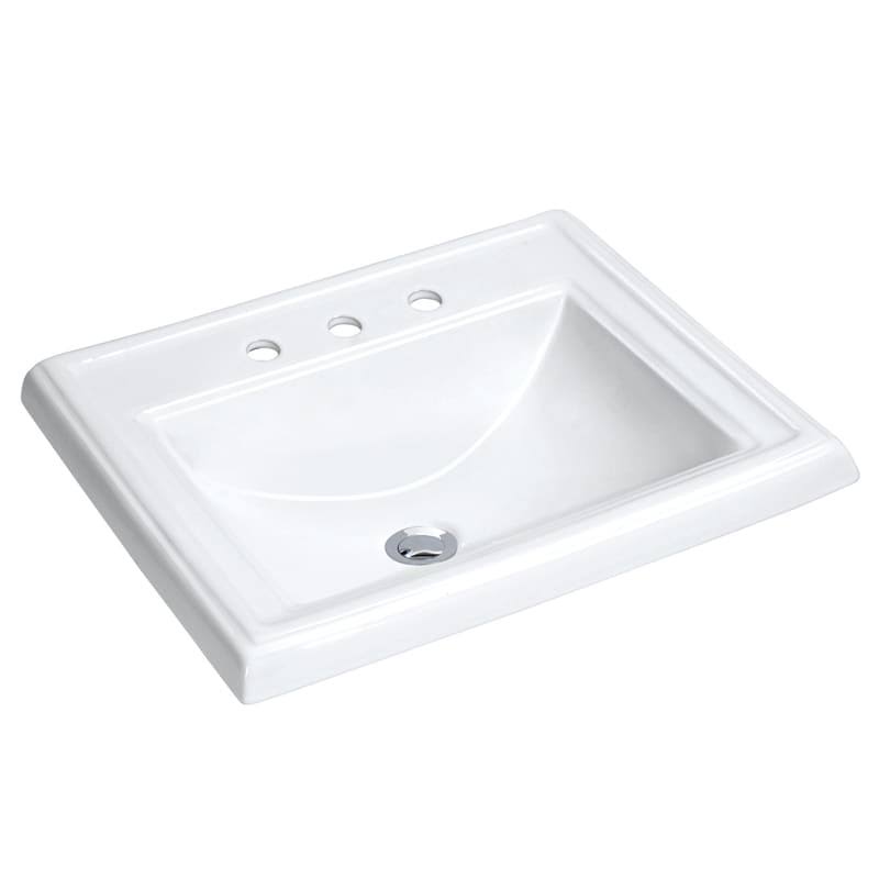 23x22 Drop in Bathroom Sink with 3 Holes Drilled White G4155