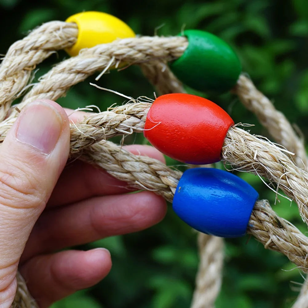 Natural Rope Ring Toss Game Toy Wooden Educational Playthings N241617