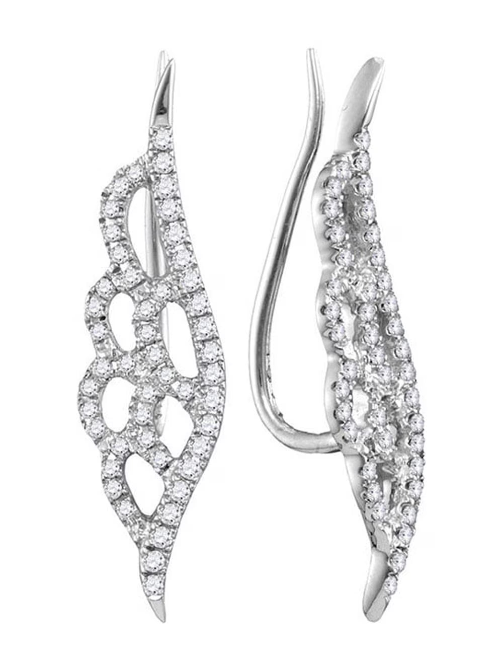 10kt White Gold Winged Climber Earrings X712