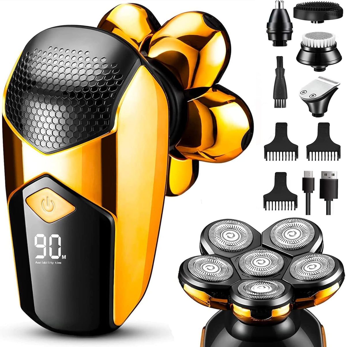 Cordless Electric Rotary Shaver Grooming Kit, Waterproof, LED Display, Fast Charge, Pack of 2 N5440