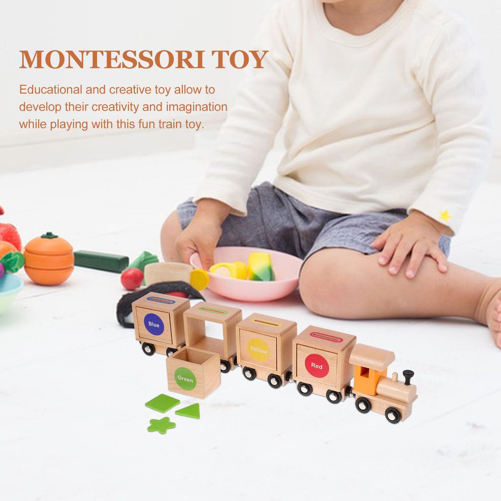 Wooden Pulling Train Building Blocks for Toddlers X15971
