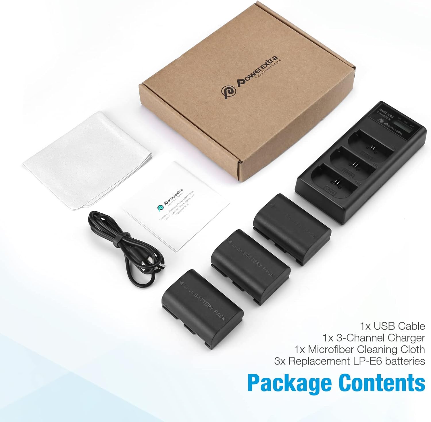 LP-E6 LP E6N Rechargeable Battery 3 Pack Batteries and 3 Channel Charger LCD Display Pack of 2 O20652